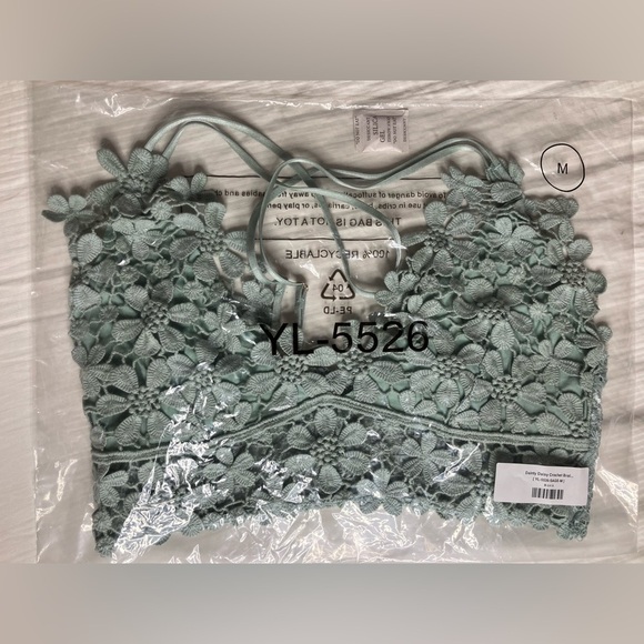 NWT Three Bird Nest Crochet Bralette Sage sz M 34 A-C - Picture 4 of 5